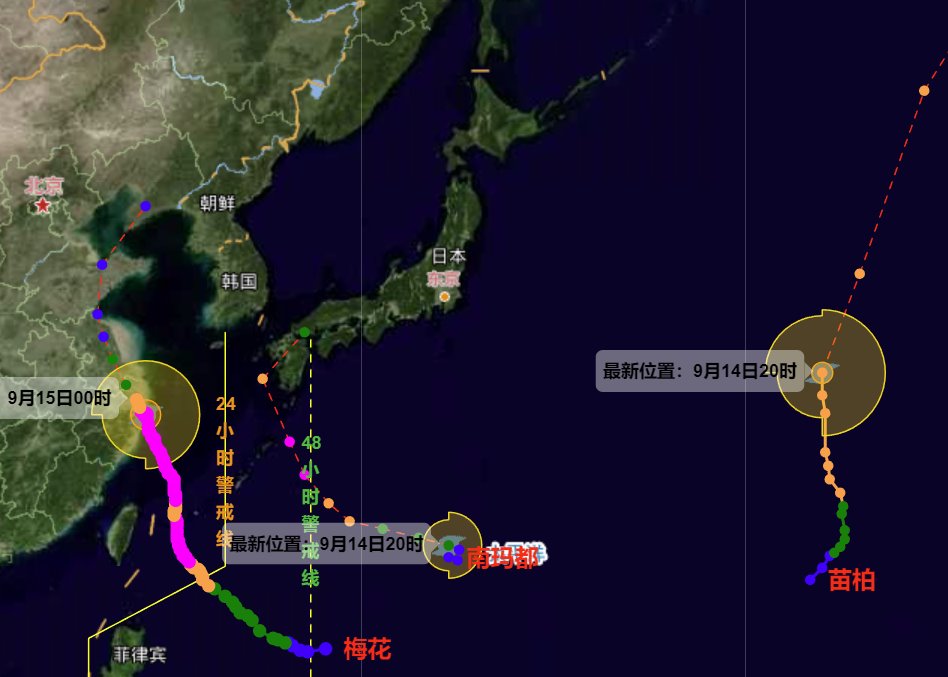 臺(tái)風(fēng)梅花 臺(tái)風(fēng)苗柏 臺(tái)風(fēng)南瑪都正在三臺(tái)風(fēng)起舞