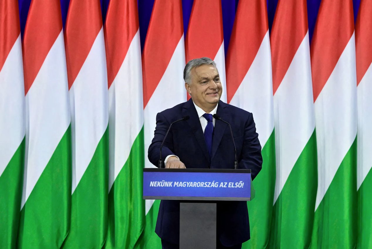 匈牙利總理歐爾班&middot;維克多(ViktorOrban)于2024年2月17日在匈牙利布達(dá)佩斯發(fā)表年度國(guó)情咨文。